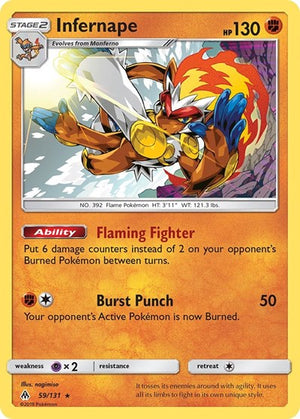 Pokemon TCG - SM - Forbidden Light - Infernape - 59/131 - Reverse Holofoil