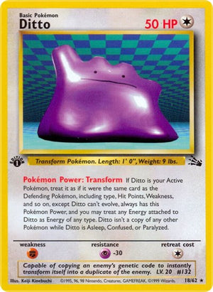 Pokemon TCG - Fossil - Ditto - 18/62 - 1st Edition