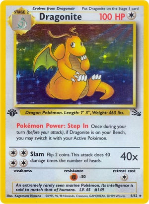 Pokemon TCG - Fossil - Dragonite - 04/62 - Unlimited Holofoil