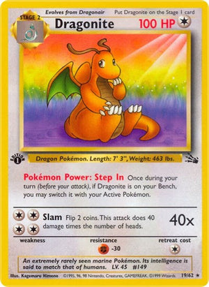 Pokemon TCG - Fossil - Dragonite - 19/62 - Unlimited