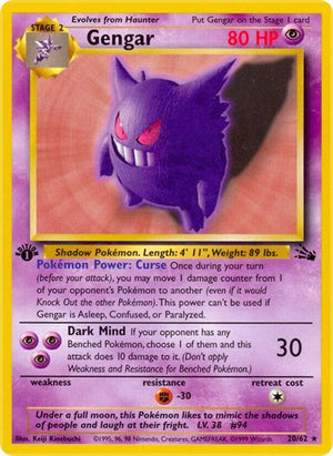 Pokemon TCG - Fossil - Gengar - 20/62 - Unlimited
