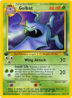 Pokemon TCG - Fossil - Golbat - 34/62 - 1st Edition