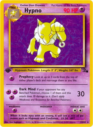 Pokemon TCG - Fossil - Hypno - 23/62 - 1st Edition