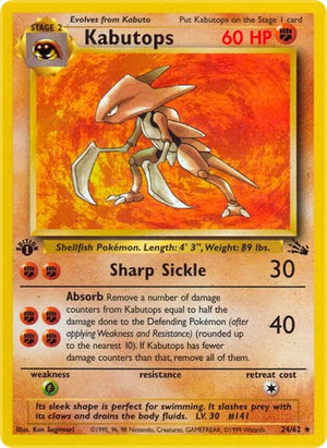 Pokemon TCG - Fossil - Kabutops - 24/62 - 1st Edition