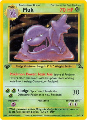 Pokemon TCG - Fossil - Muk - 13/62 - 1st Edition Holofoil