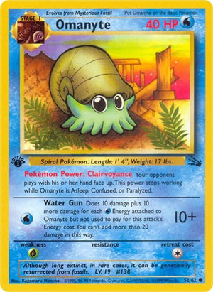 Pokemon TCG - Fossil - Omanyte - 52/62 - 1st Edition
