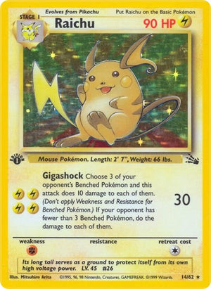 Pokemon TCG - Fossil - Raichu - 14/62 - 1st Edition Holofoil