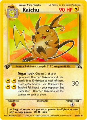 Pokemon TCG - Fossil - Raichu - 29/62 - 1st Edition