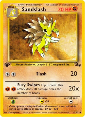 Pokemon TCG - Fossil - Sandslash - 41/62 - 1st Edition