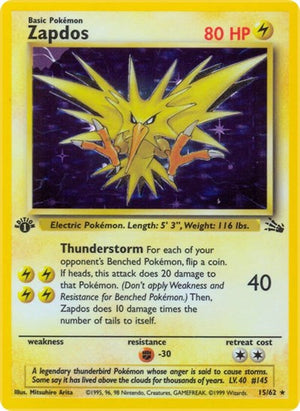 Pokemon TCG - Fossil - Zapdos - 15/62 - Unlimited Holofoil