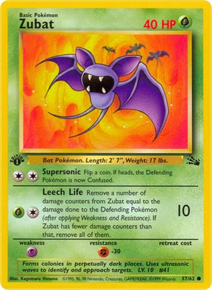 Pokemon TCG - Fossil - Zubat - 57/62 - 1st Edition