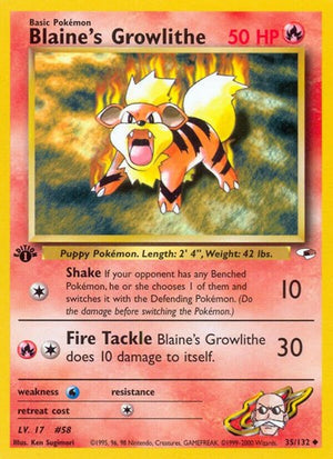 Pokemon TCG - Gym Heroes - Blaine's Growlithe - 035/132 - 1st Edition