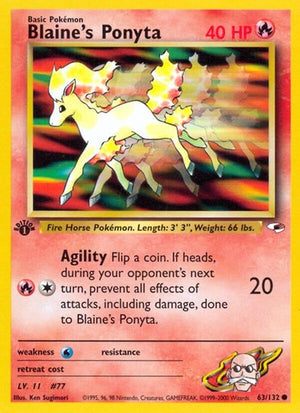 Pokemon TCG - Gym Heroes - Blaine's Ponyta - 063/132 - 1st Edition