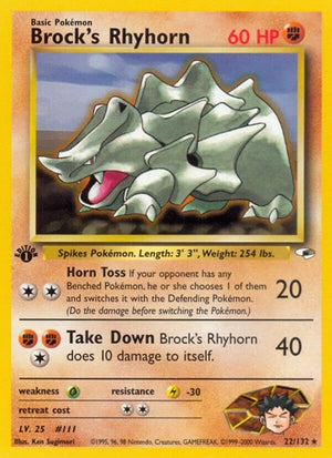 Pokemon TCG - Gym Heroes - Brock's Rhyhorn - 022/132 - Unlimited