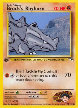 Pokemon TCG - Gym Heroes - Brock's Rhyhorn - 070/132 - 1st Edition