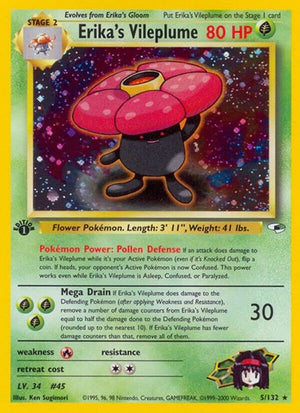 Pokemon TCG - Gym Heroes - Erika's Vileplume - 005/132 - 1st Edition Holofoil