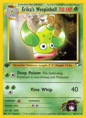 Pokemon TCG - Gym Heroes - Erika's Weepinbell - 049/132 - 1st Edition