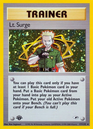 Pokemon TCG - Gym Heroes - Lt. Surge - 017/132 - 1st Edition Holofoil