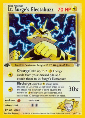 Pokemon TCG - Gym Heroes - Lt. Surge's Electabuzz - 006/132 - 1st Edition Holofoil