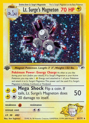 Pokemon TCG - Gym Heroes - Lt. Surge's Magneton - 008/132 - 1st Edition Holofoil