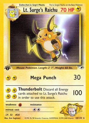 Pokemon TCG - Gym Heroes - Lt. Surge's Raichu - 028/132 - Unlimited