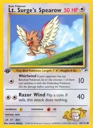 Pokemon TCG - Gym Heroes - Lt. Surge's Spearow - 083/132 - Unlimited