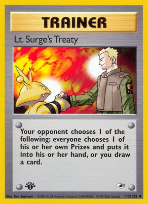 Pokemon TCG - Gym Heroes - Lt. Surge's Treaty - 112/132 - 1st Edition