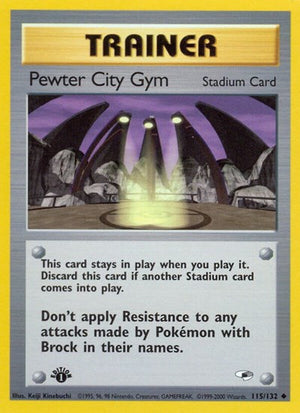 Pokemon TCG - Gym Heroes - Pewter City Gym - 115/132 - 1st Edition