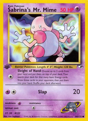 Pokemon TCG - Gym Heroes - Sabrina's Mr. Mime - 094/132 - 1st Edition