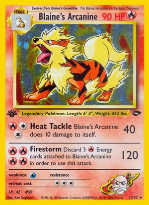 Pokemon TCG - Gym Challenge - Blaine's Arcanine - 001/132 - 1st Edition Holofoil