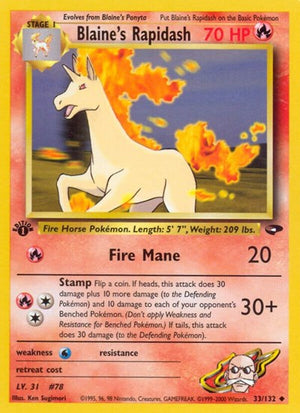 Pokemon TCG - Gym Challenge - Blaine's Rapidash - 033/132 - 1st Edition