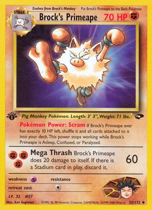 Pokemon TCG - Gym Challenge - Brock's Primeape - 035/132 - 1st Edition