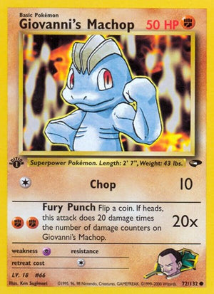 Pokemon TCG - Gym Challenge - Giovanni's Machop - 072/132 - 1st Edition