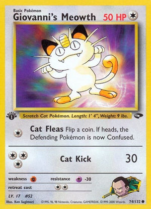 Pokemon TCG - Gym Challenge - Giovanni's Meowth - 074/132 - 1st Edition