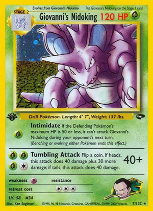 Pokemon TCG - Gym Challenge - Giovanni's Nidoking - 007/132 - 1st Edition Holofoil