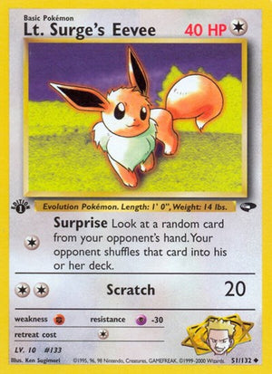 Pokemon TCG - Gym Challenge - Lt. Surge's Eevee - 051/132 - 1st Edition
