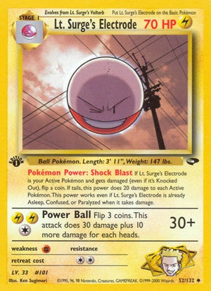 Pokemon TCG - Gym Challenge - Lt. Surge's Electrode - 052/132 - Unlimited