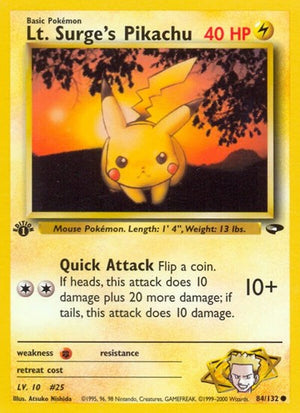 Pokemon TCG - Gym Challenge - Lt. Surge's Pikachu - 084/132 - Unlimited