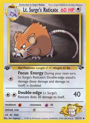 Pokemon TCG - Gym Challenge - Lt. Surge's Raticate - 053/132 - Unlimited