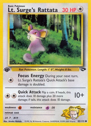 Pokemon TCG - Gym Challenge - Lt. Surge's Rattata - 085/132 - Unlimited