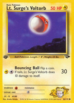 Pokemon TCG - Gym Challenge - Lt. Surge's Voltorb - 086/132 - 1st Edition