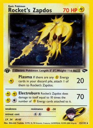 Pokemon TCG - Gym Challenge - Rocket's Zapdos - 015/132 - Unlimited Holofoil