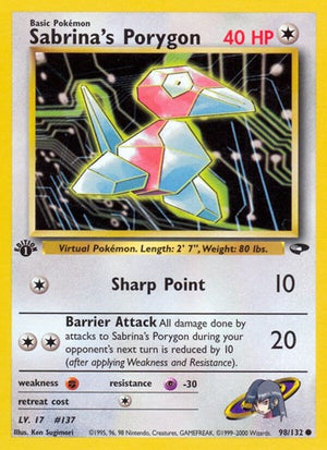 Pokemon TCG - Gym Challenge - Sabrina's Porygon - 098/132 - 1st Edition