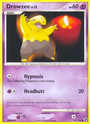 Pokemon TCG - Great Encounters - Drowzee - 65/106 - Reverse Holofoil