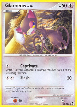Pokemon TCG - Great Encounters - Glameow - 68/106 - Reverse Holofoil