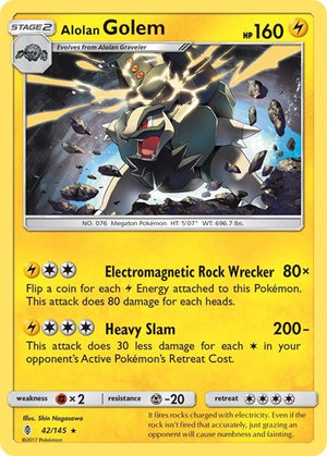 Pokemon TCG - SM - Guardians Rising - Alolan Golem - 42/145 - Holofoil