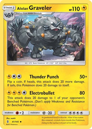 Pokemon TCG - SM - Guardians Rising - Alolan Graveler - 41/145 - Reverse Holofoil