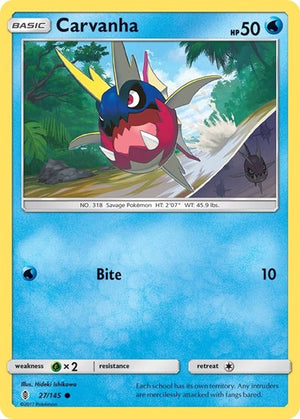 Pokemon TCG - SM - Guardians Rising - Carvanha - 27/145 - Reverse Holofoil