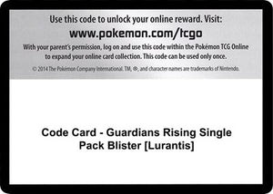 Pokemon TCG - SM - Guardians Rising - Code Card - Guardians Rising Single Pack Blister