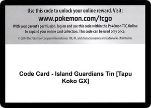 Pokemon TCG - SM - Guardians Rising - Code Card - Island Guardians Tin